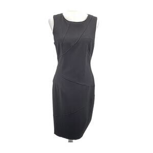WHBM Black Sheath Dress 10 Sleeveless Seam Detail Quiet Luxury Workwear